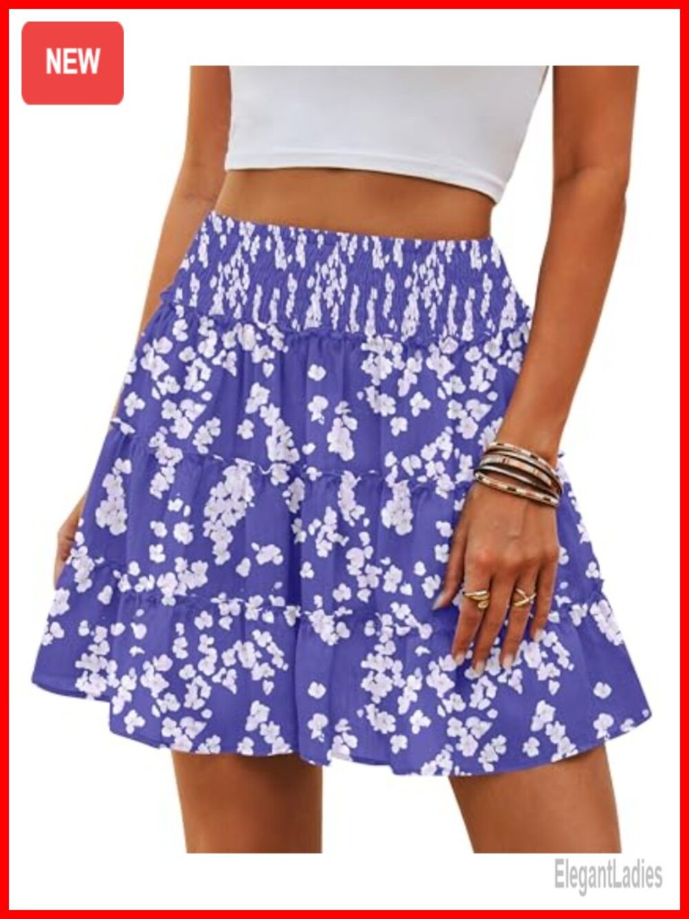 Women's Summer Mini Skort High Waisted Flowy Ruffle Tiered A-Line